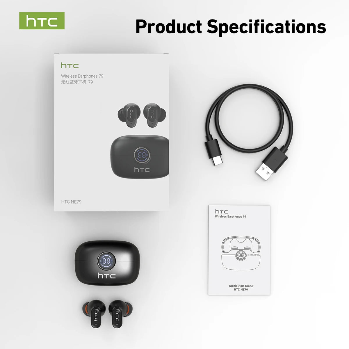 TWS Bluetooth 6.0 Wireless Earbuds with ENC & LED Display